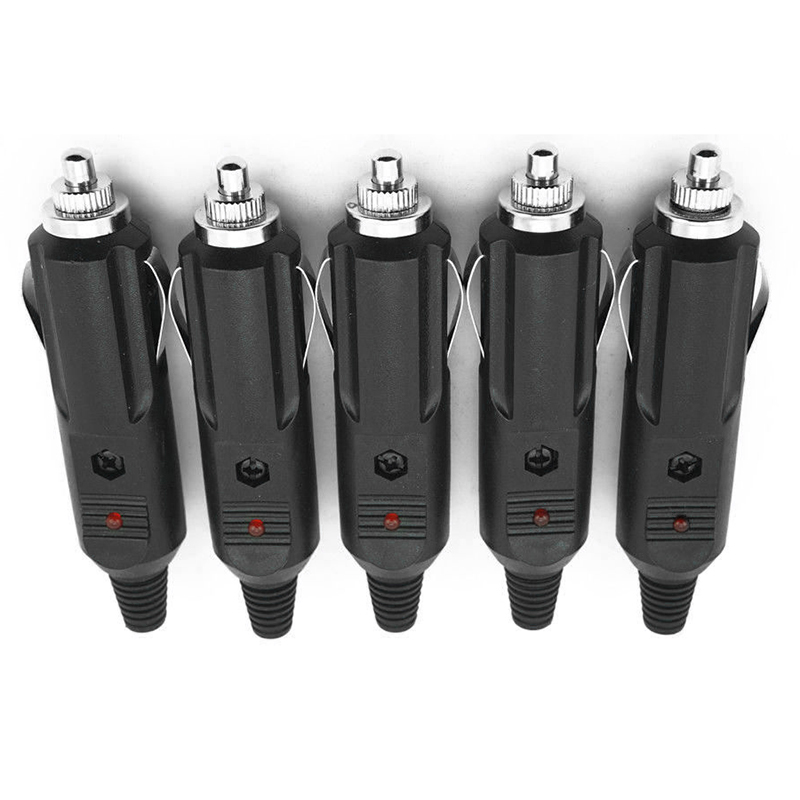 5 pçs 12v a 24v isqueiro do carro plug fusíveis 5a com indicador led plug adaptador de carregador de energia conector fusível conversor plug