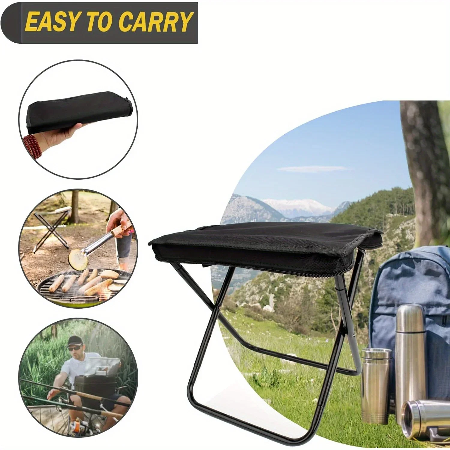 Taburete plegable portátil, taburete plegable de mano para acampar, taburete plegable especial para acampar y pescar al aire libre