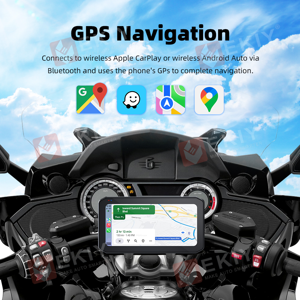 EKIY 6,25" draadloze CarPlay Moto Android Auto draagbare digitale motorfiets dashboard GPS-navigatie scherm TPMS-monitor