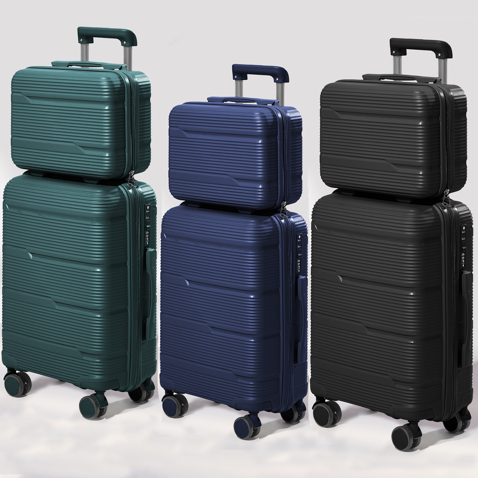 Mala de viagem rolante com estojo cosmético, carrinho, bagagem de embarque, cabine, rodas giratórias, 13 20"