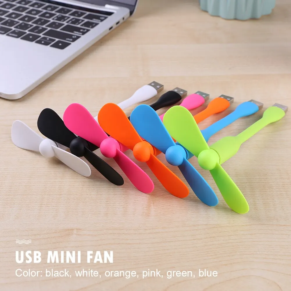 Mini USB flexível Bendable Fan, ventilador de mão portátil, banco de potência, laptop, PC, carregador AC, computador, Gadget Verão