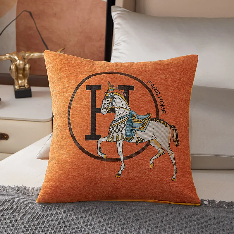 Наволочки для подушек Croker Horse 45 см, упаковка из 1 шт., роскошные наволочки с вышивкой лошади, современный стиль, наволочки для дивана, дивана, новые