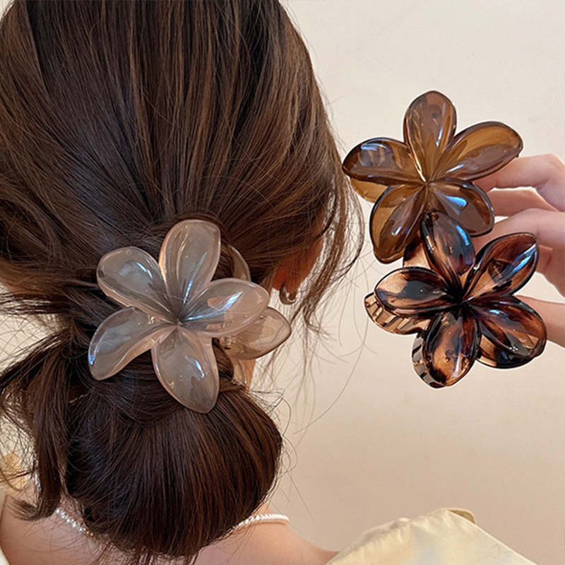 Fermagli per capelli con fiore a forma di uovo da donna Fermagli per capelli in plastica leggera a forma di granchio Forcine grandi Coda di cavallo Accessori per capelli alla moda