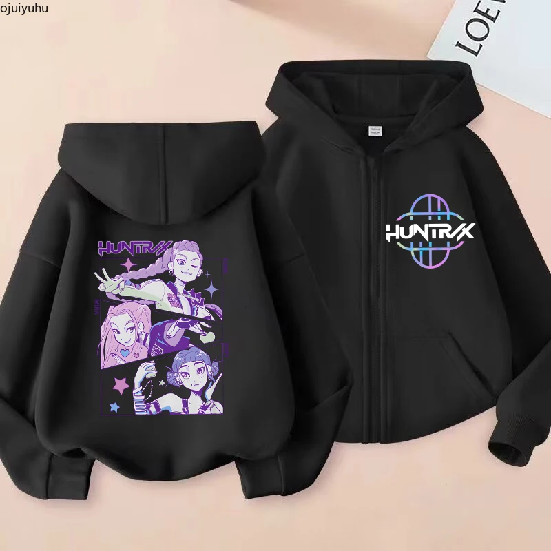 Sudaderas divertidas con cremallera, Sudadera con capucha de cazadores de demonios Kpop, ropa para niños, sudadera para chico y niña, Sudadera con capucha con cremallera, Top informal para bebé