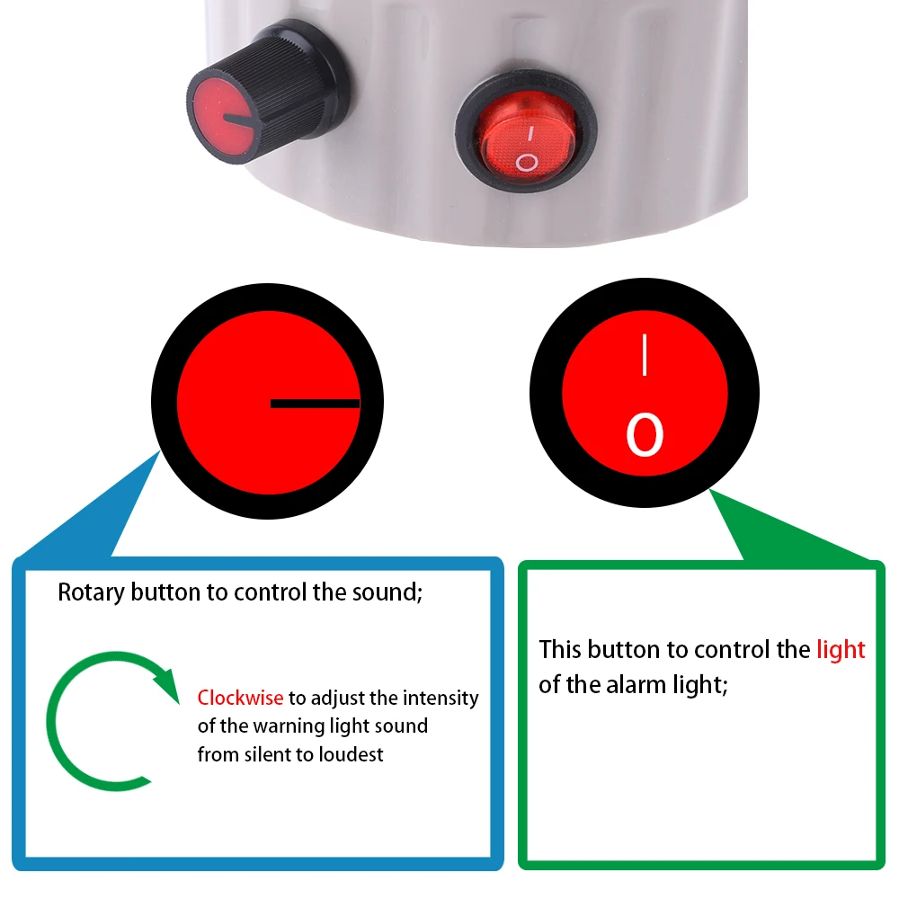 Volume Adjustable Alarm Light Rotating Flashing LED Lamp With Sound Warning Light 220V24V Light On Off Red