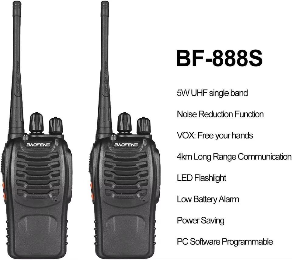 Fabricante al por mayor 6 uds 888S original Baofeng 5W walkie-talkie de alta potencia 10KM comunicación de larga distancia espera ultra larga