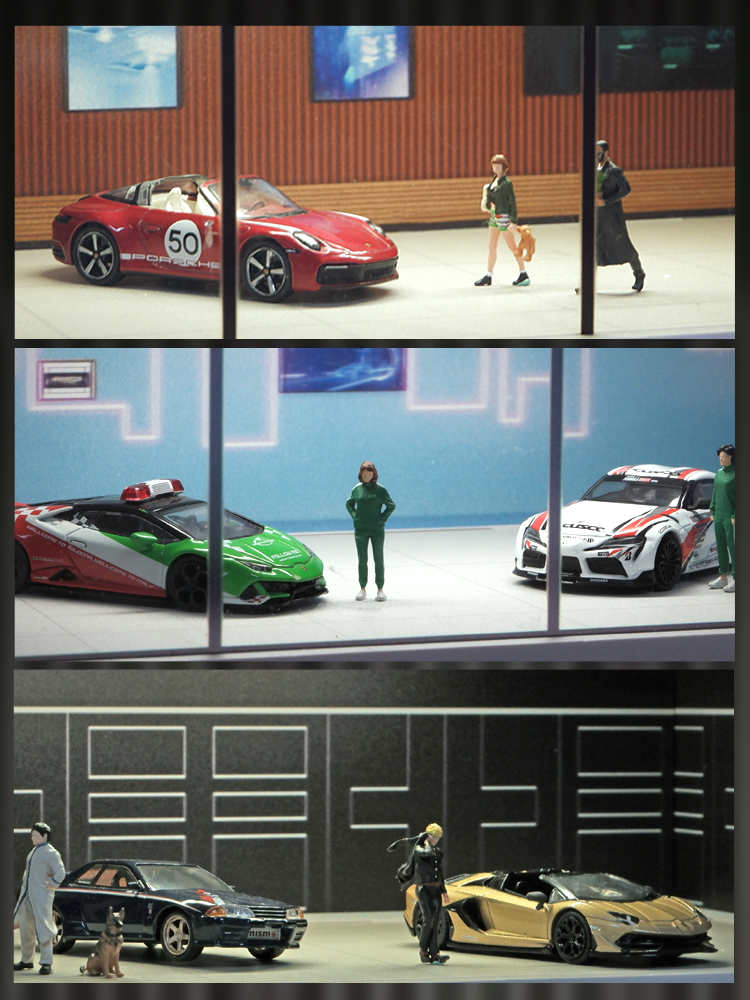 1/64 カーショールームジオラマミニチュアシーンレイアウト透明駐車場ダストカバー収納ボックスディスプレイケース車モデル用