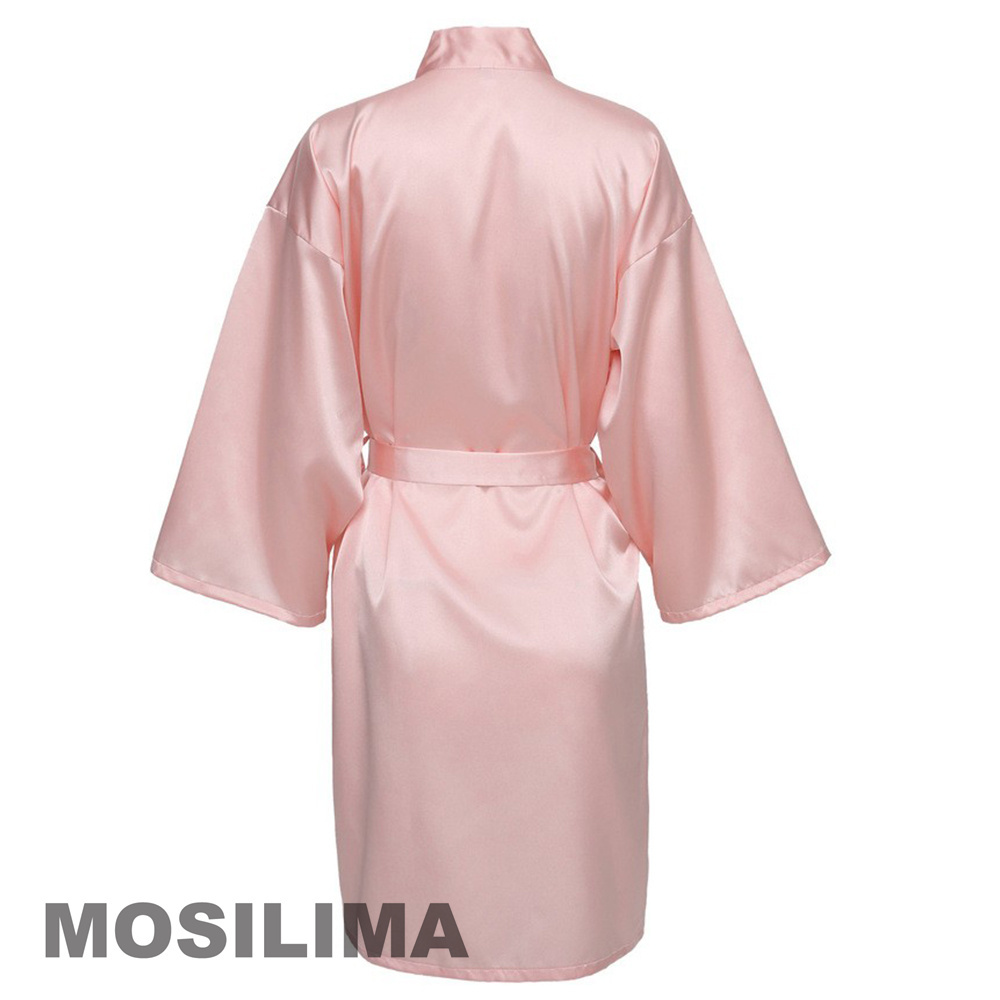 Hochzeit Party Team Braut Robe mit schwarzen Buchstaben Kimono Satin Pyjamas Brautjungfer Bademantel SP2000