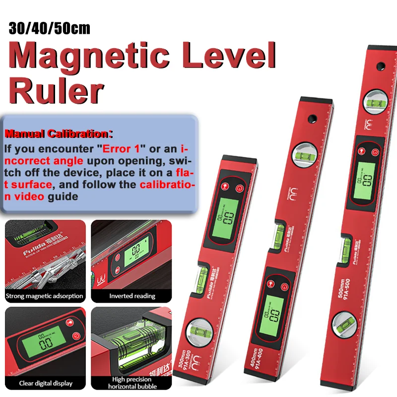 Regla de nivel con pantalla Digital electrónica, medidor de ángulo magnético, transportador de nivel de aleación de aluminio, inclinómetro de 90 grados, 30/40/50cm