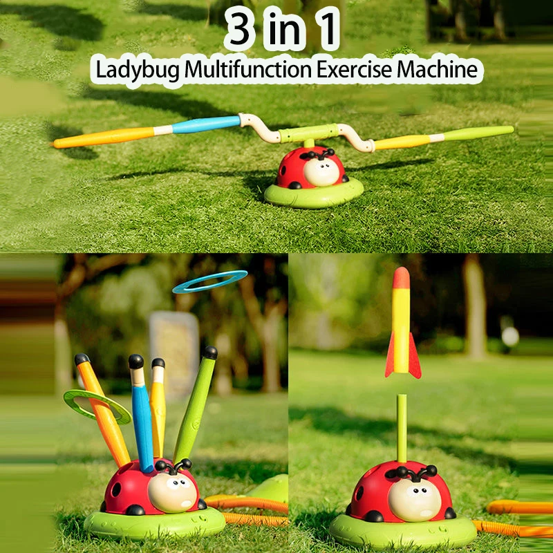 Ladybug กีฬาความบันเทิงเกมของเล่นมัลติฟังก์ชั่เชือกข้ามเครื่อง Ferrule Jump Rocket Launcher การศึกษากลางแจ้ง