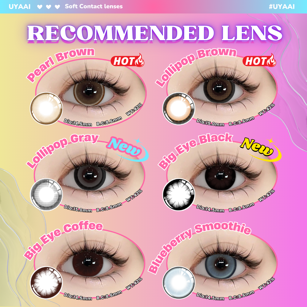 UYAAI 15mm Big Diameter Black Lenses 14.5mm Lenses  Colored Contact Lenses for Eyes Big Eye Lenses Natural Look Lenses