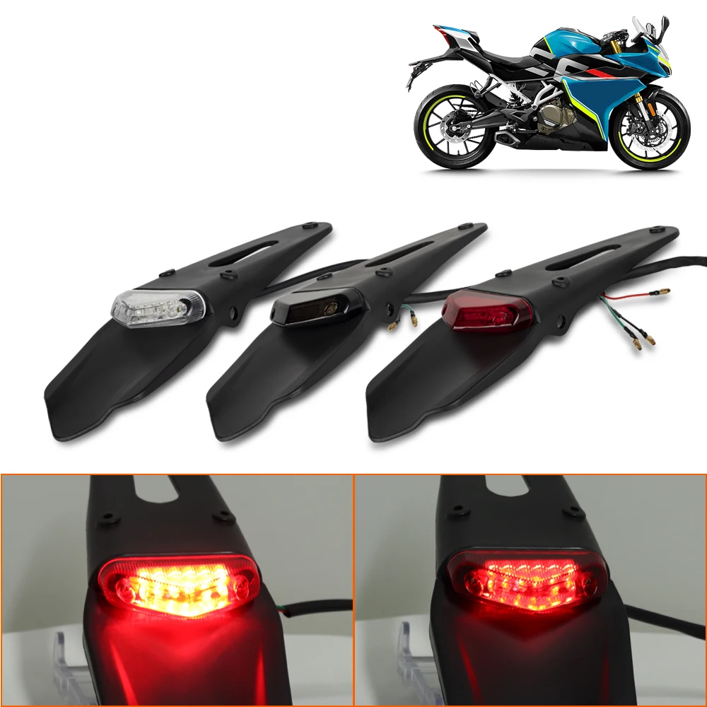 Uchwyt tablicy rejestracyjnej z błotnikiem tylnym i światłem stop LED 12V do motocykli enduro i crossowych, pasuje do Suzuki i Kawasaki.