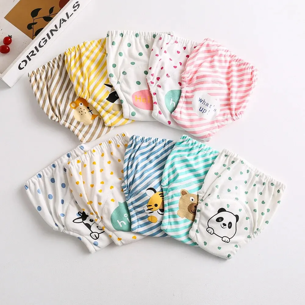 Calças de bebê para crianças, roupas íntimas impermeáveis, calcinha infantil, fraldas de pano laváveis para meninos e meninas, algodão