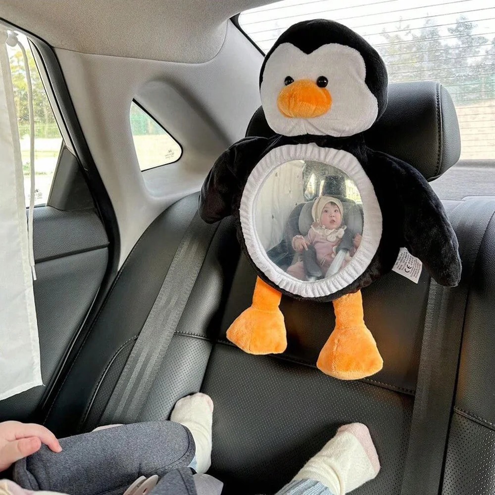 1 pièces miroir de voiture de bébé à vue facile, miroir de poupée de dessin animé de siège de voiture de sécurité pour arrière infantile, large vue cristalline, incassable