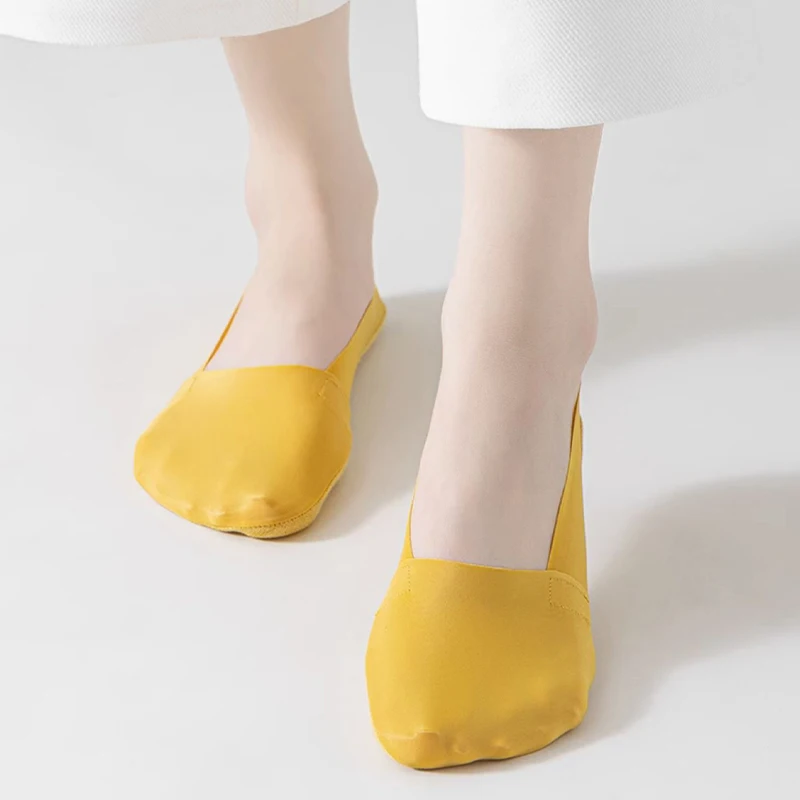 5Pairs Women Socks Breathable Invisible Silicone Non-slip Solid Color Boat Sock Comfortable High Quality No-Show Sox Ultra-thin