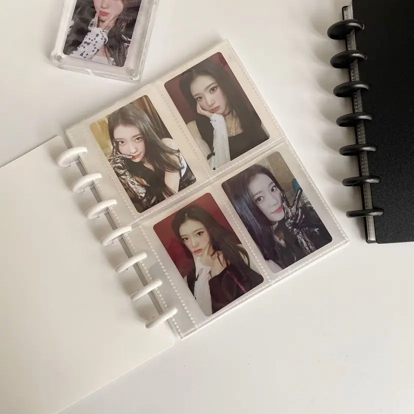 버섯 구멍 카드 컬렉션 북, 단색 삽입, 느슨한 잎 앨범, 사진 엽서 보관 및 분류, 4 패널, 3 인치