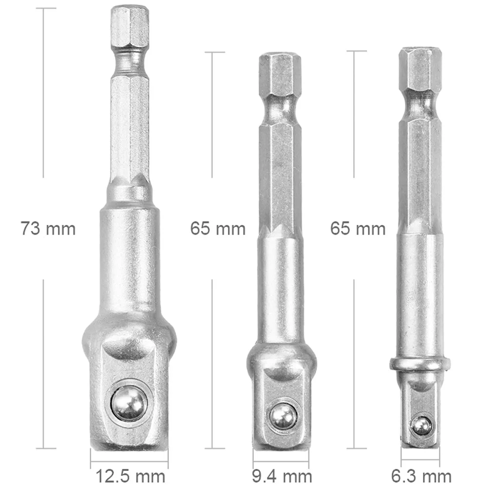 Chrome Vanadium Steel Socket Adapter Hex Shank to 1/4" 3/8" 1/2" Extension Drill Bits Bar Hex Bit Set Power Tools tightly Tools