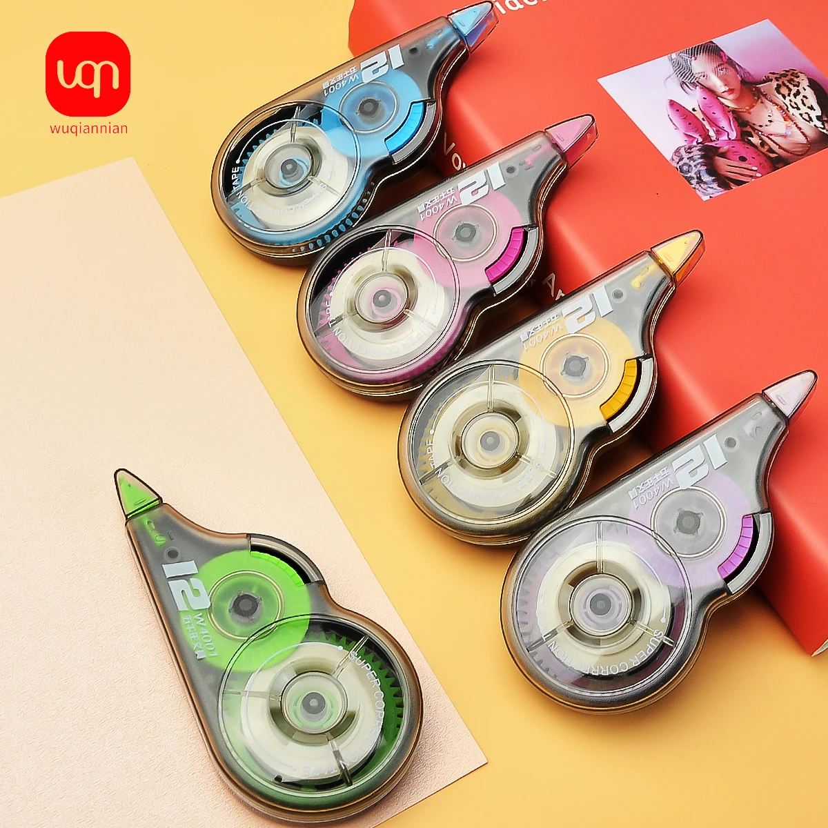 WQN-3/5PCS แบบพกพาเข็มขัดแก้ไขนักเรียนขนาดใหญ่ความจุ 12 M ความยาวน่ารักสีขาวอุปกรณ์สํานักงานเครื่องเขียนโรงเรียน