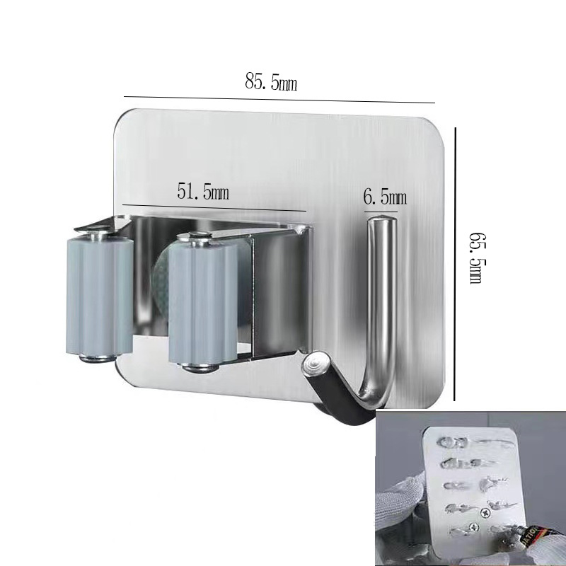 Home Storage Rack ห้องน้ําดูดแขวนท่อ Traceless Hooks ติดผนัง Mop ผู้ถือกันน้ําไม้กวาดแขวน