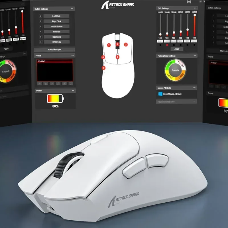 Ratón inalámbrico Attack Shark de 18000DPI, 1000 Hz, PAW3311, conexión multimodo Bluetooth, ratón macro para juegos R1