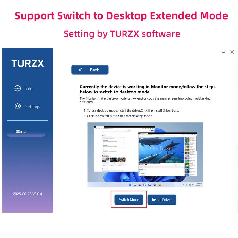 TURZX 8,8 Zoll USB Sekundärbildschirm Typ-C Desktop Erweitertes Display TF-Karte Wiedergabe 1920*480 IPS LCD CPU RAM GPU Monitor NO AIDA64