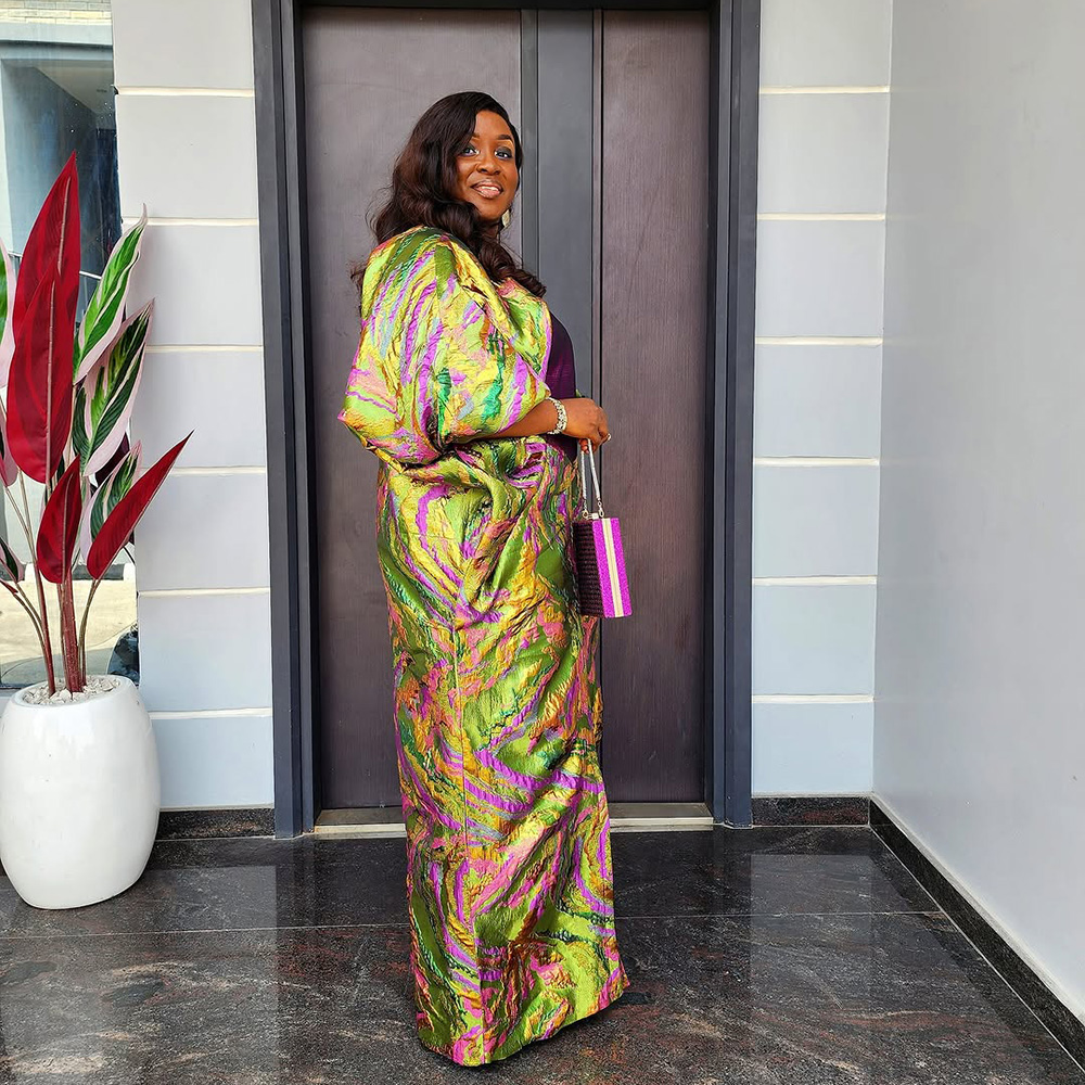 A nova listagem mulher vestidos africanos para festa moda jacquard tecido vestidos de noite mulher elegante luxo mulher kaftan