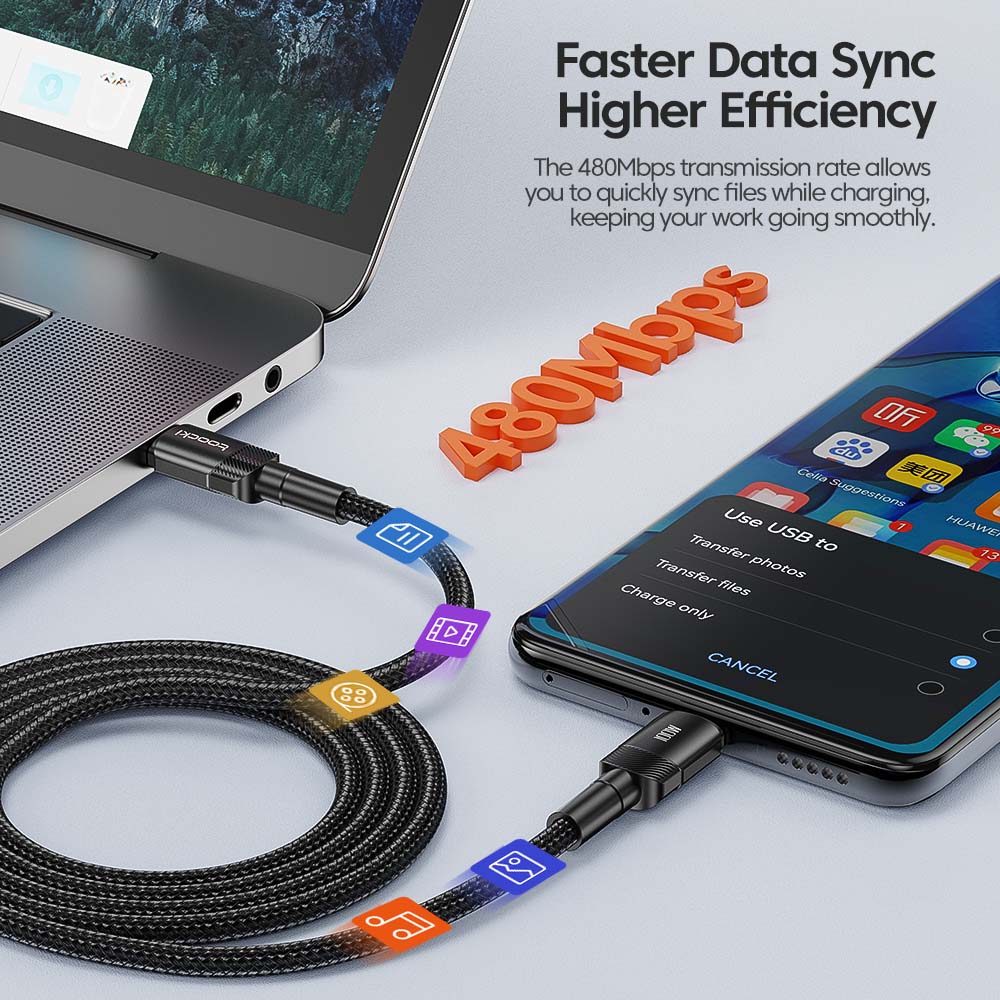 Toocki 100W C타입-USB C 케이블, PD 3.0 고속 충전 4.0, 아이폰 15 맥북 삼성 샤오미