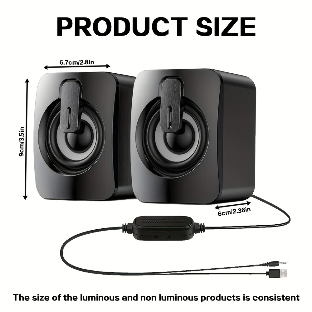 Computerluidsprekers PC-klankkast HIFI-microfoon Stereo USB Bedraad Caixa De Som met LED-licht voor desktopcomputer