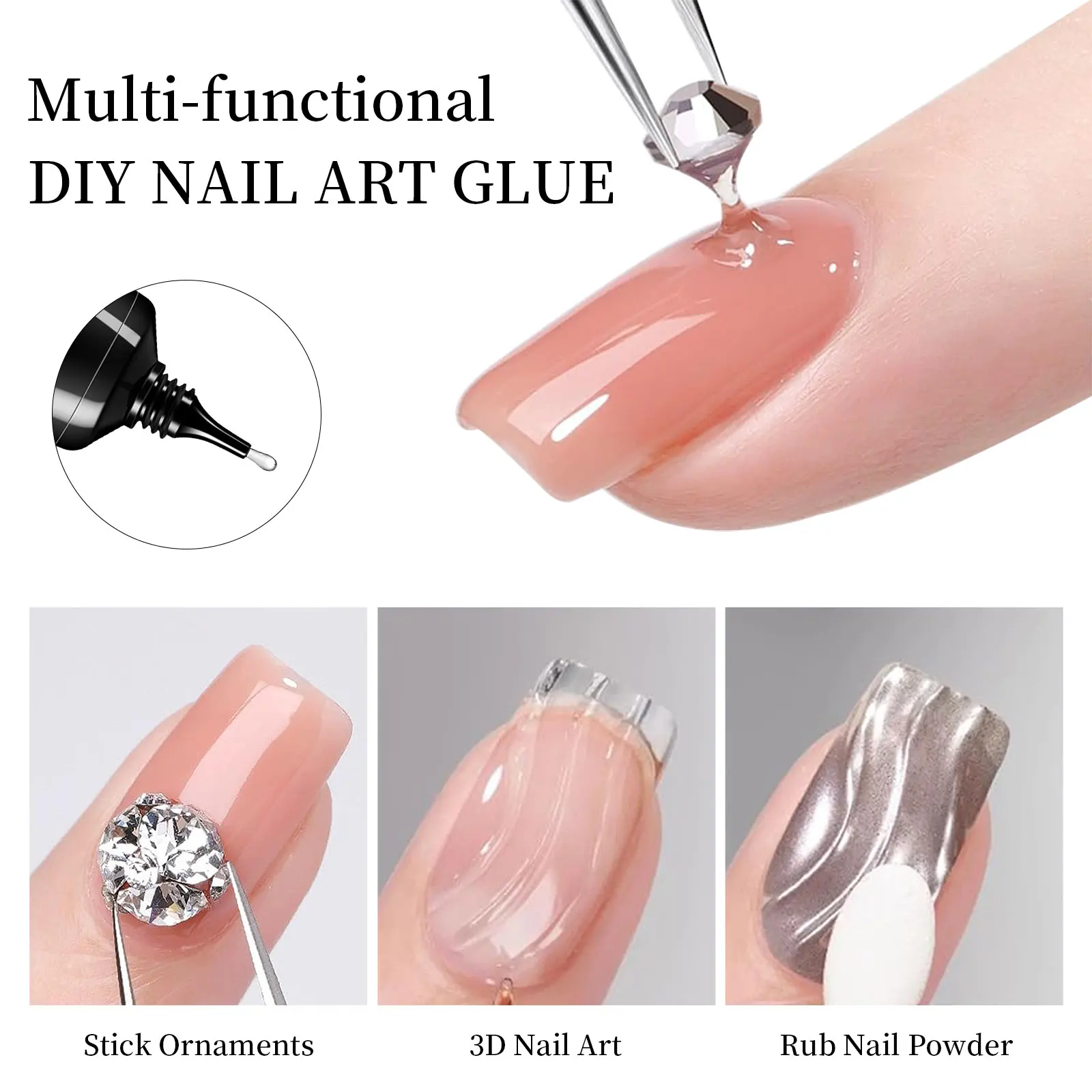 Super Strong Nail Rhinestone Glue, Gel para unhas, Nail Charm, 3D Nails Bling, Decoração Gem, Diamonds Art, 30g