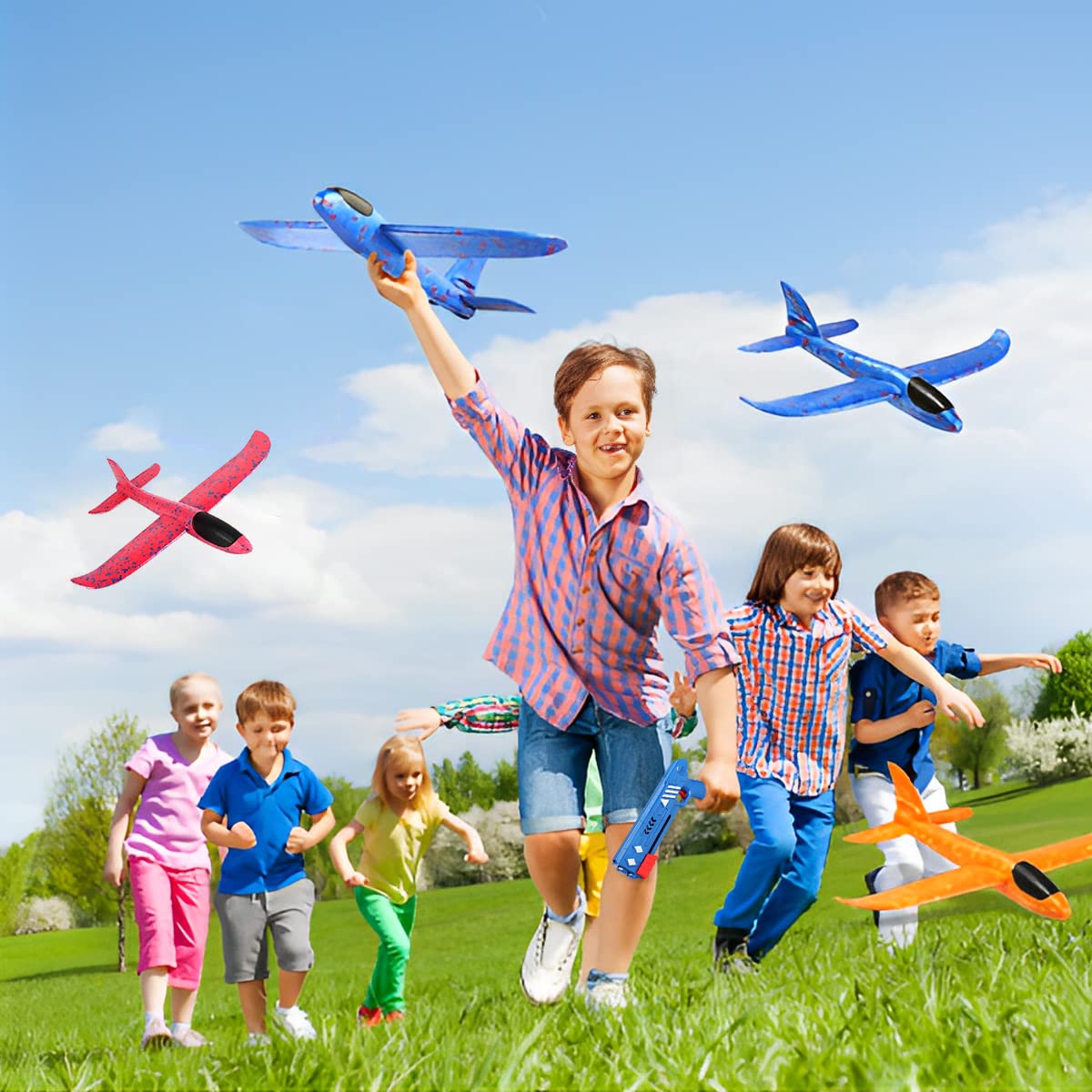 Bambini catapulta aereo giocattoli lancio Gun-style aereo Gunner lancio di aerei giocattoli all'aperto per ragazzi ragazze compleanno regali di natale