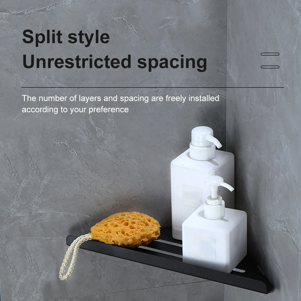 ห้องน้ําชั้นวางมุมชั้นวางของไม่มีเจาะ 304 สแตนเลสสตีลมุมจัดเก็บ Heavy-Duty Hollow แชมพู Rack