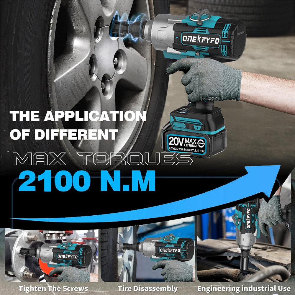 2100N.M Brushless Cordless Electric Impact Wrench Rechargeable 3/4" Power Tools Compatible Makita 18V Battery