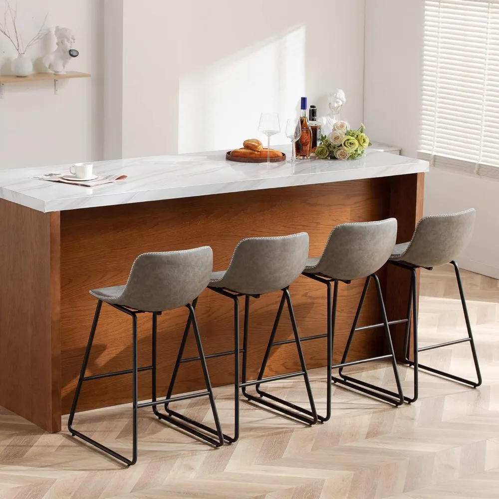 Counter Height Bar Stools Set of 4, Counter Stools with Backs, Modern Barstools for Kitchen Island, Bar Stools 26 Inch Seat Hei