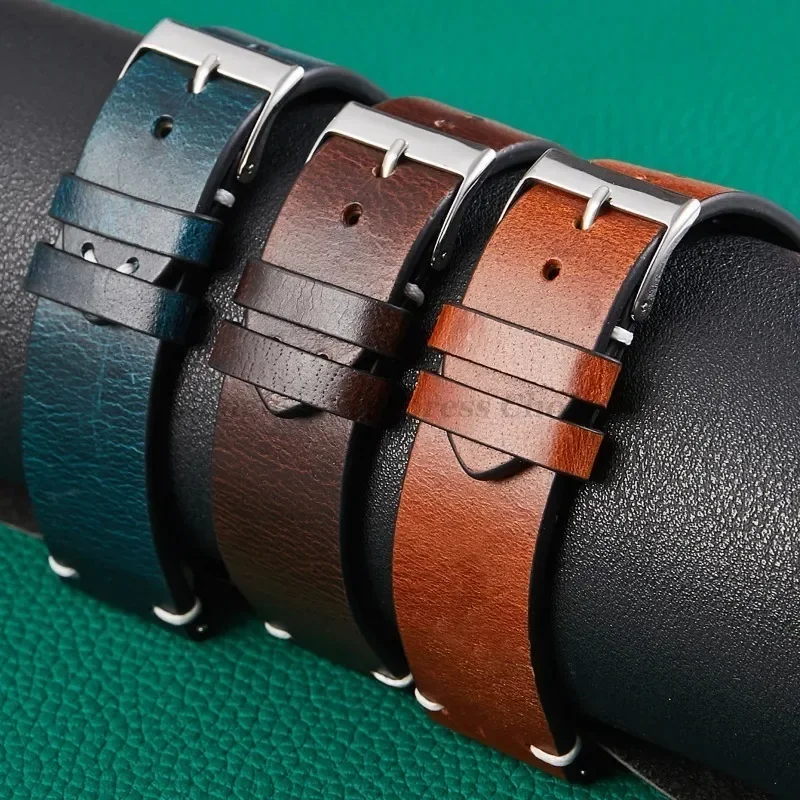 男性用オイルワックスレザー時計ストラップ,ヴィンテージ,本革,オメガベルト,サムスンギャラクシーウォッチ6,5,4,3,18mm, 20mm, 22mm
