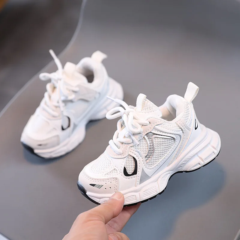 Primavera e outono crianças sapatos esportivos unisex crianças tênis malha superior respirável tênis de basquete casual calçados planos