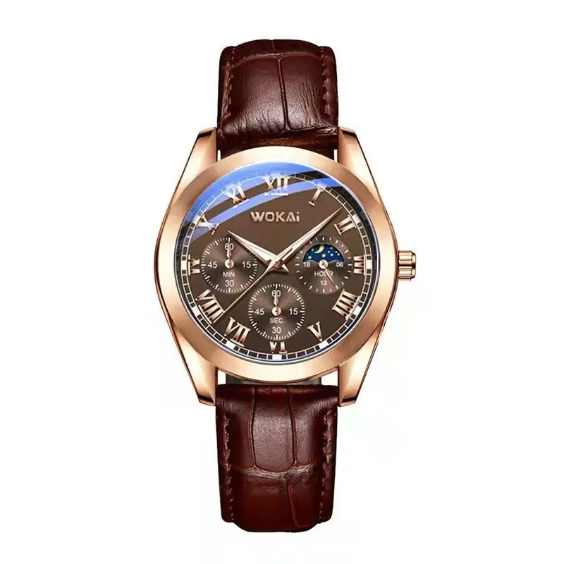 WOKAI, reloj de cuarzo clásico con cinturón luminoso informal a la moda para hombre de alta calidad, reloj retro deportivo resistente al agua para estudiantes de negocios para hombre