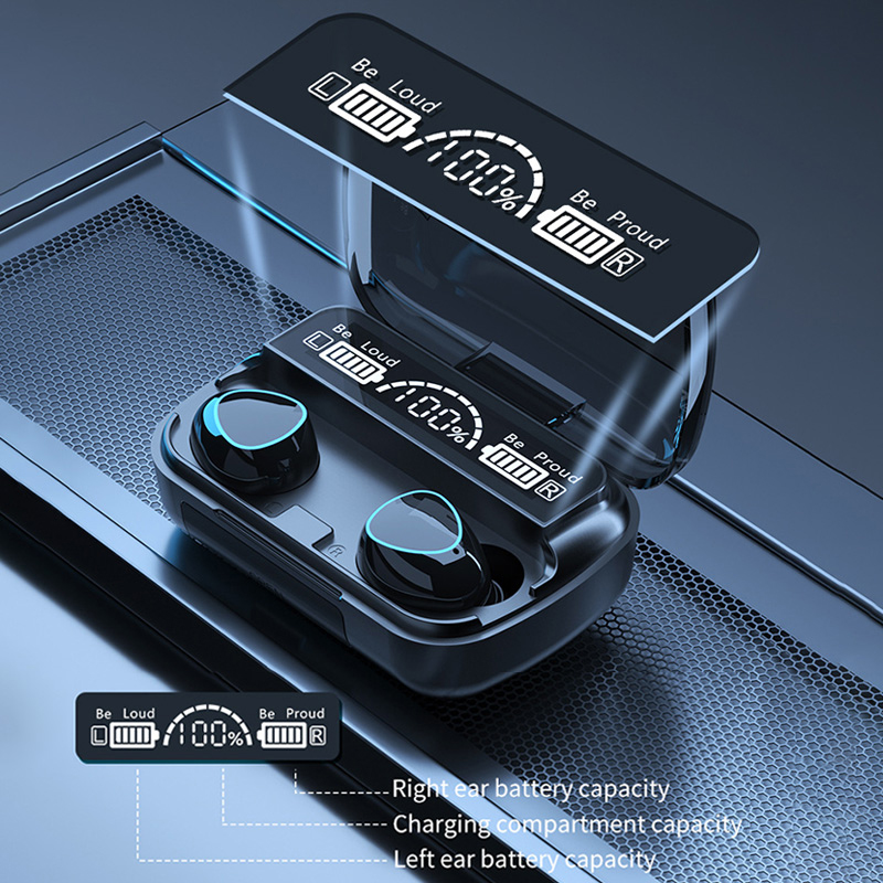 # M10 tws fone de ouvido sem fio bluetooth com caso carregamento com cancelamento ruído fones com microfone sem fio bluetooth