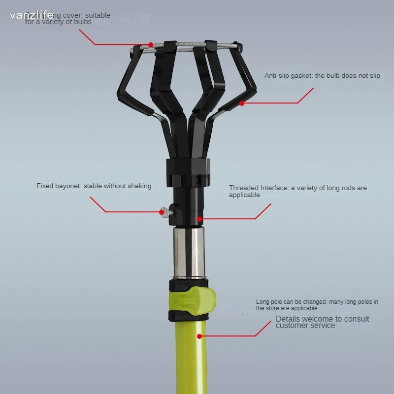 Bulb Changing Artifact Telescopic Rod Aerial Light RemovingTool Professional Twisting Installation Energy-Saving Lamp Changer