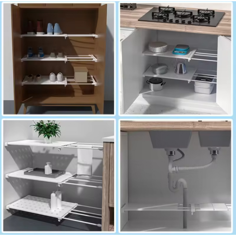 Adjustable Closet Organizer Storage Shelf Wall Mounted Kitchen Rack Space Saving Wardrobe Decorative Shelves Cabinet Holder