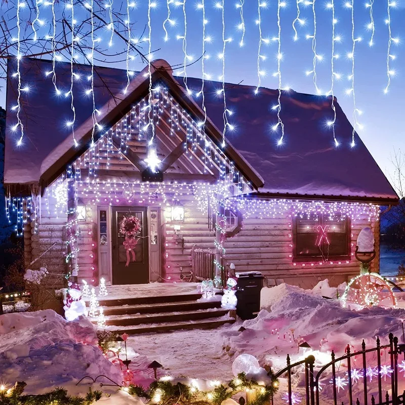 Trang Trí Giáng Sinh 2023 LED Màn Sáng Rủ Xuống 0.4-0.6M Năm Mới 2022 Trang Trí Icicle Ánh Sáng Ngoài Trời Đường Vòng Hoa trong Căn Nhà