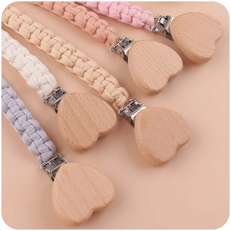 CUSTOM ชื่อผ้าทอผ้าไม้ส่วนบุคคลเด็ก Pacifier CHAIN Dummy จุกนมผู้ถือ GUARD Teether จี้ของขวัญทารกแรกเกิด Stuff