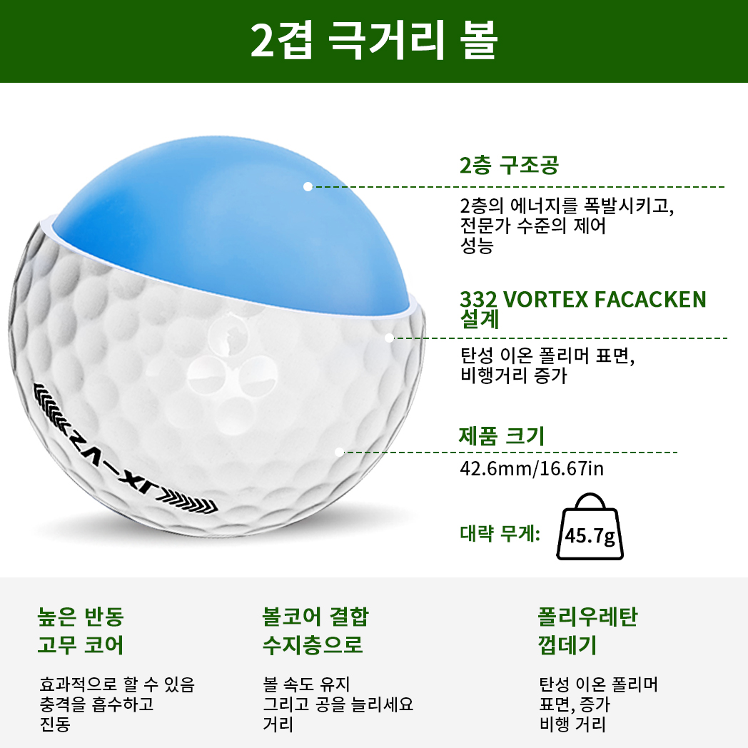 Caiton-초장거리 골프 공, 더블 코어, 공기 역학 디자인, 비행 40 야드 증가, 12 개, 6 개, 3 개 선택