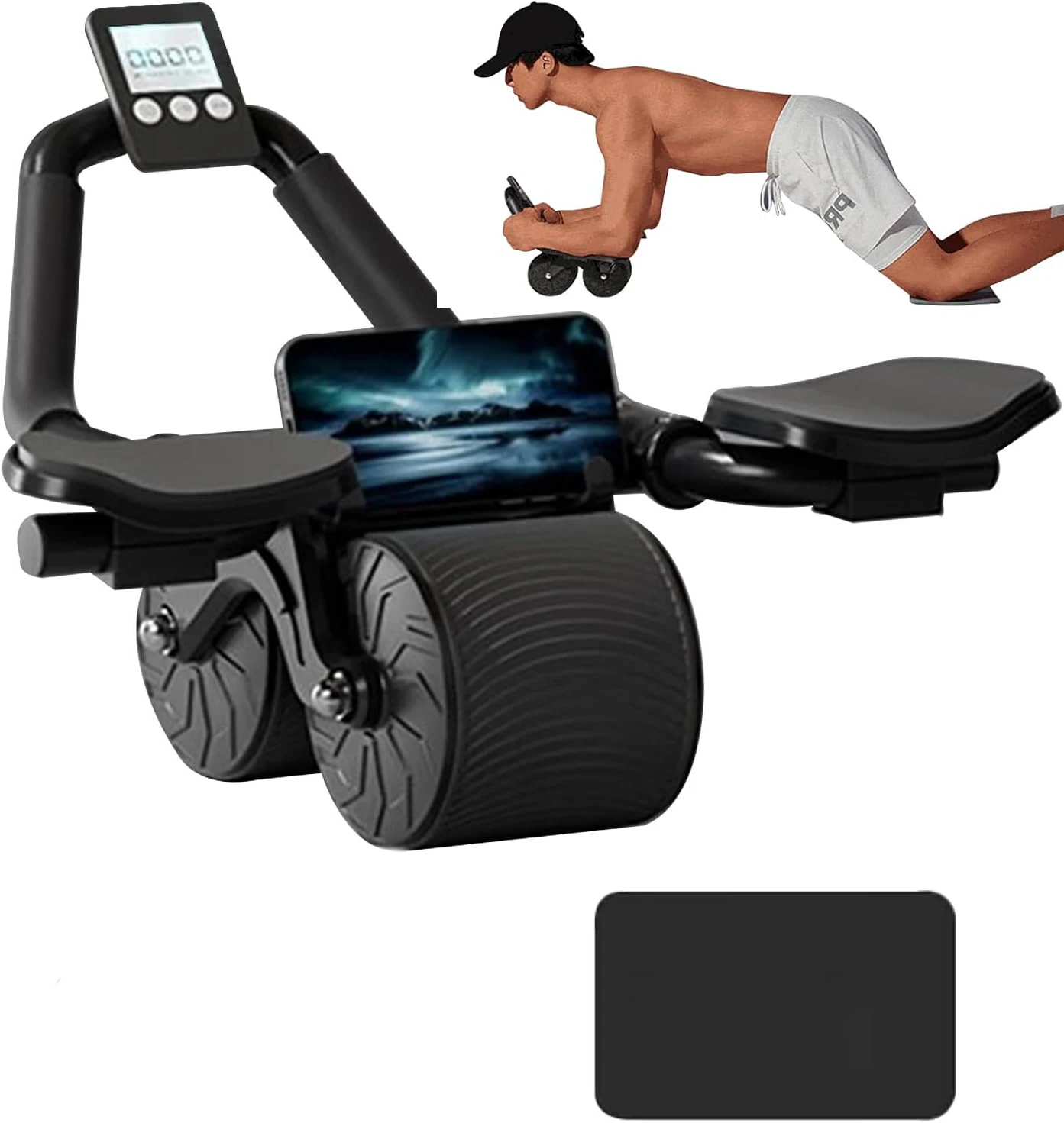 Soporte para codo, rueda Abdominal de rebote automático, entrenador de músculos abdominales con pantalla de mostrador, rueda de rodillo para ejercicio físico