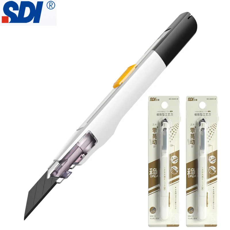 Petit coupe-boîte rétractable SDI, blanc 30 °   Couteaux utilitaires artisanaux professionnels anti-secouement AutoLock exacto cuchillos pour film