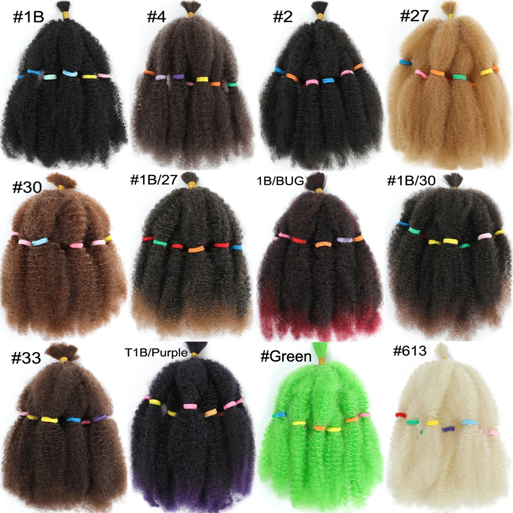 Afro Perwersyjne kręcone włosy Luzem Syntetyczne 12-calowe warkocze Ombre Marley Twists#1B 4 27 30 33 99J Zielony Ombre Fioletowy Brąz Kolory