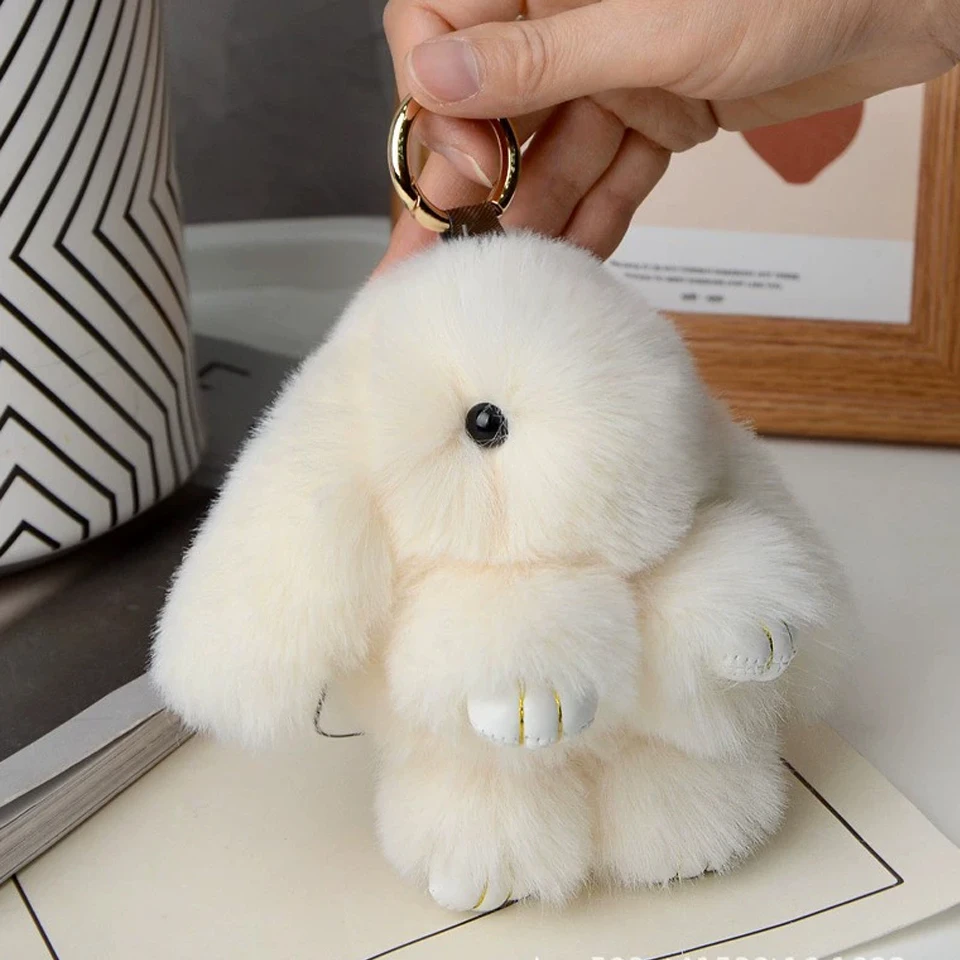 ZAKOL 15 ซม.ขนกระต่ายปุย Pompon พวงกุญแจกระต่ายน่ารักกระต่ายของเล่น Key CHAIN กระเป๋าอุปกรณ์ตกแต่งของขวัญสําหรับหญิง