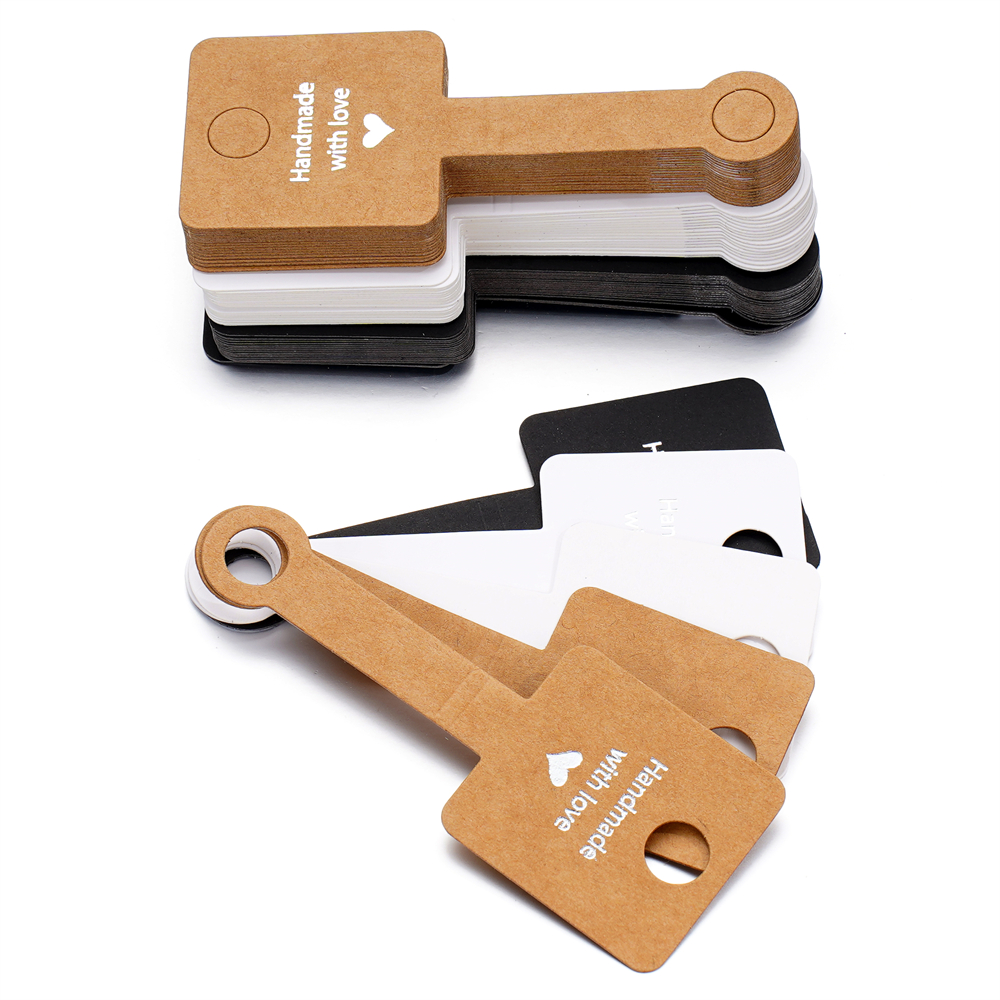 50 шт. 4x10 см клейкие карты из крафт-бумаги подвесные складные карты для DIY ювелирных изделий бирки ожерелье браслет упаковочные материалы