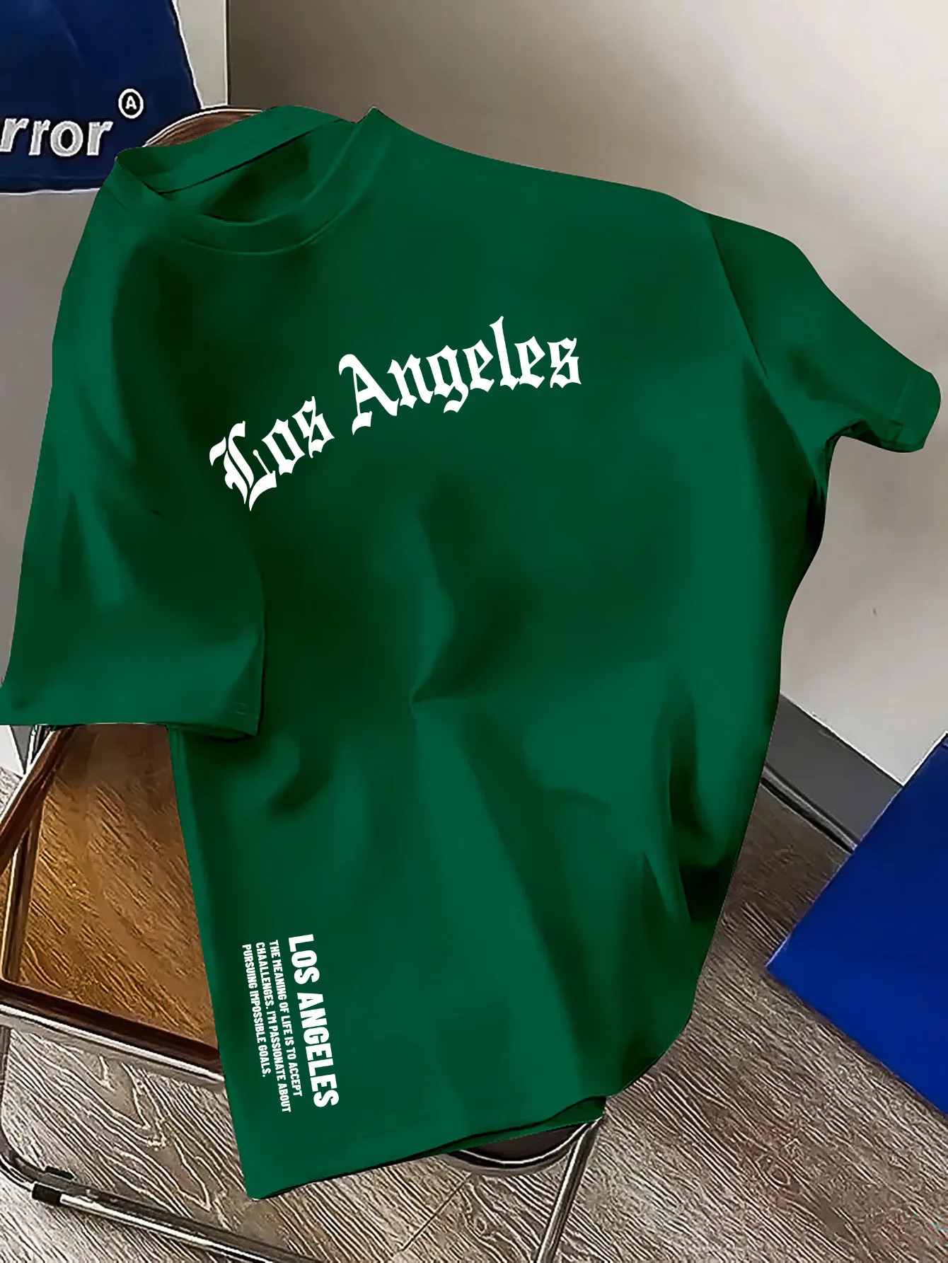 メンズ夏綿 100% ファッションロサンゼルスレタープリントルーズ大カジュアル快適なラウンドネック半袖 Tシャツトップ