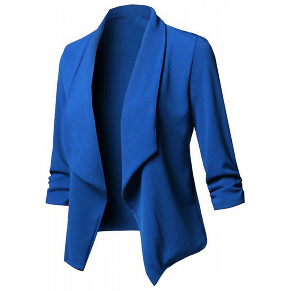 Blazer de talla grande S a 5XL para mujer, cárdigan con frente abierto, Color sólido, manga larga, chaqueta de oficina para mujer, ropa informal, abrigo, ropa para mujer