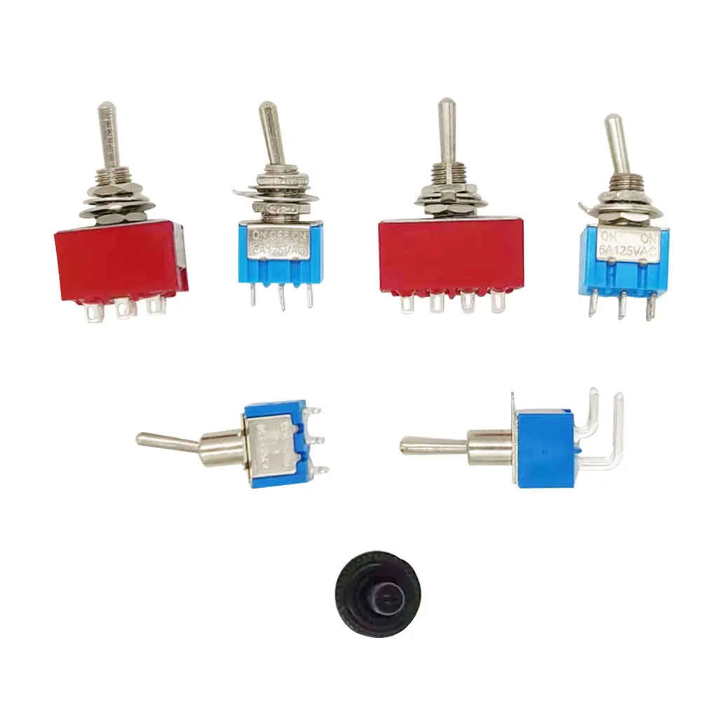 2 uds interruptores de 6mm interruptor de palanca en miniatura unipolar doble tiro Mini tapa impermeable Micro dispositivos electrónicos ON-OFF-ON 6A